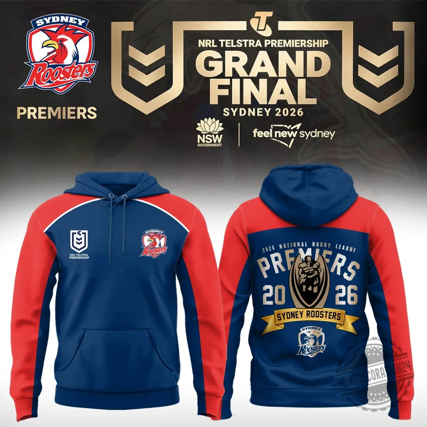 2026 Premier Hoodie of the Sydney Roosters - National Rugby League Champions