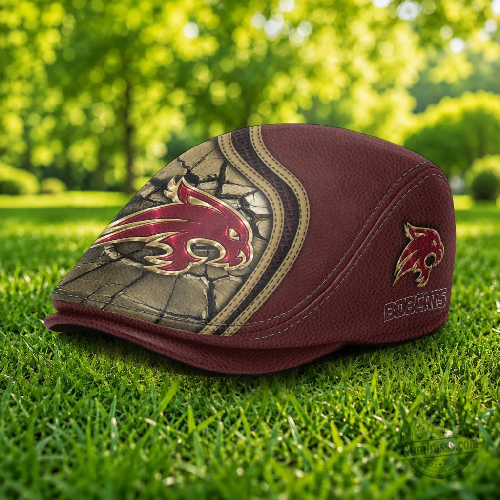 Texas State Bobcats NCAA Maroon Flat Cap, Golf Ivy League Hat Texas State Bobcats NCAA Maroon Flat Cap, Golf Ivy League Hat