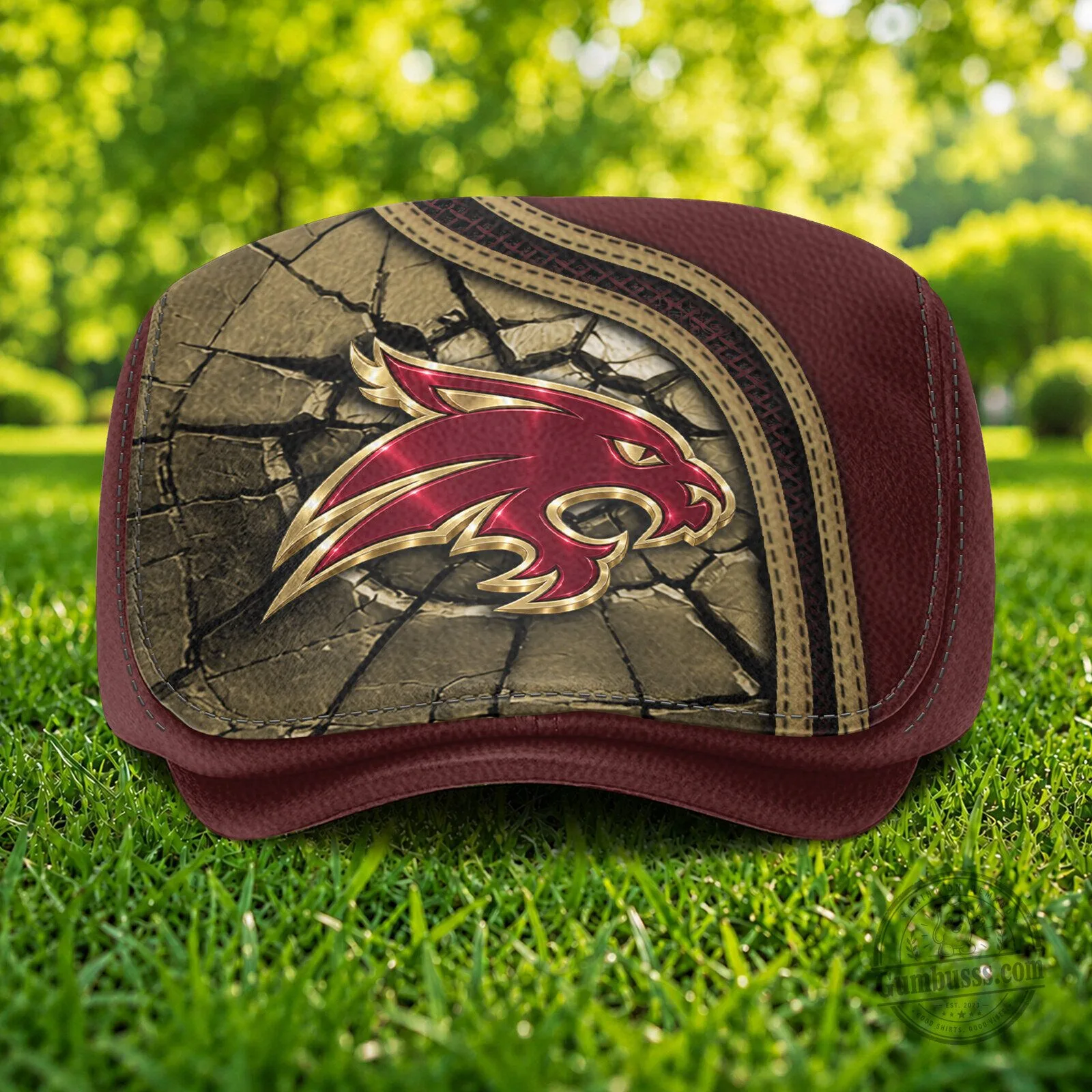 Texas State Bobcats NCAA Maroon Flat Cap, Golf Ivy League Hat 6 Texas State Bobcats NCAA Maroon Flat Cap, Golf Ivy League Hat