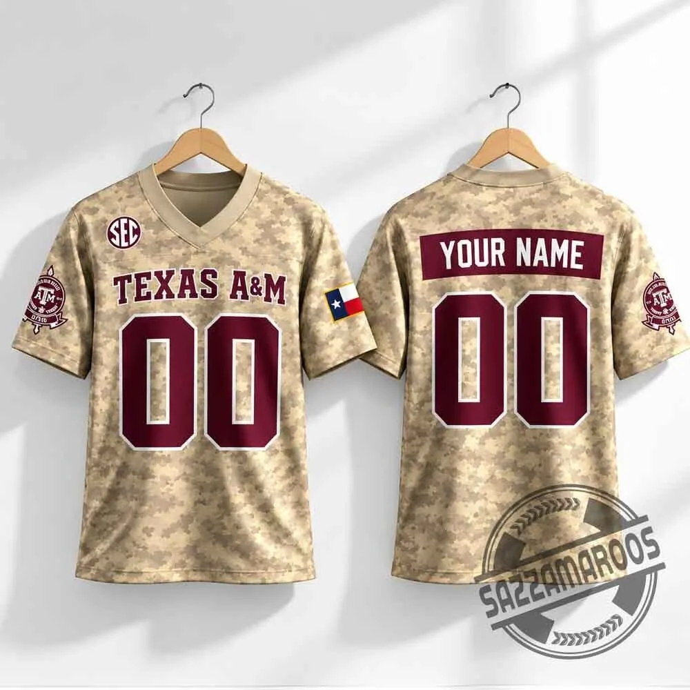 Texas A&M Aggies Desert Camouflage Personalized Football Jersey 5 Texas A&M Aggies Desert Camouflage Personalized Football Jersey