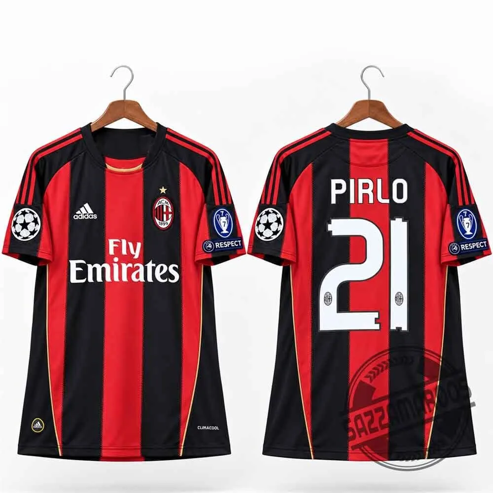 AC Milan 2010/11 Home Jersey Custom UCL Soccer Shirt 4 AC Milan 2010/11 Home Jersey Custom UCL Soccer Shirt