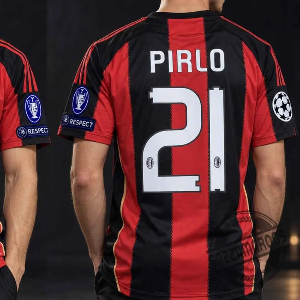 AC Milan 2010/11 Home Jersey Custom UCL Soccer Shirt 6 AC Milan 2010/11 Home Jersey Custom UCL Soccer Shirt