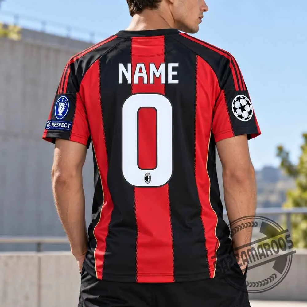 AC Milan 2010/11 Home Jersey Custom UCL Soccer Shirt 7 AC Milan 2010/11 Home Jersey Custom UCL Soccer Shirt