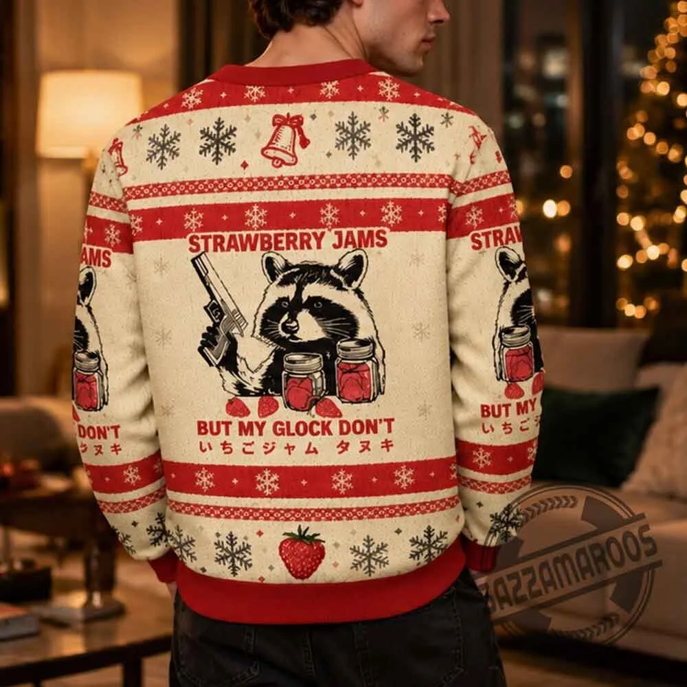 Strawberry Jams Glock Raccoon Meme Christmas Ugly Sweater 2026 6 Strawberry Jams Glock Raccoon Meme Christmas Ugly Sweater 2026