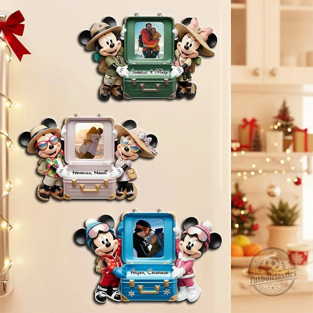 Custom Refrigerator Magnet Featuring Mickey and Minnie Mouse as a Couple Photo