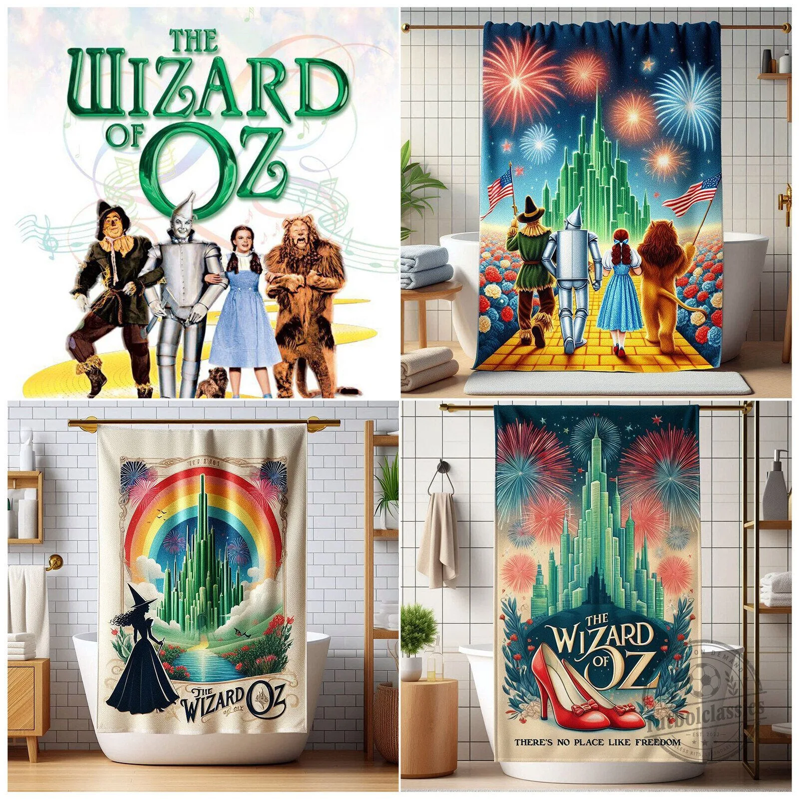 The Wizard of Oz Emerald City Fireworks Shower Curtain