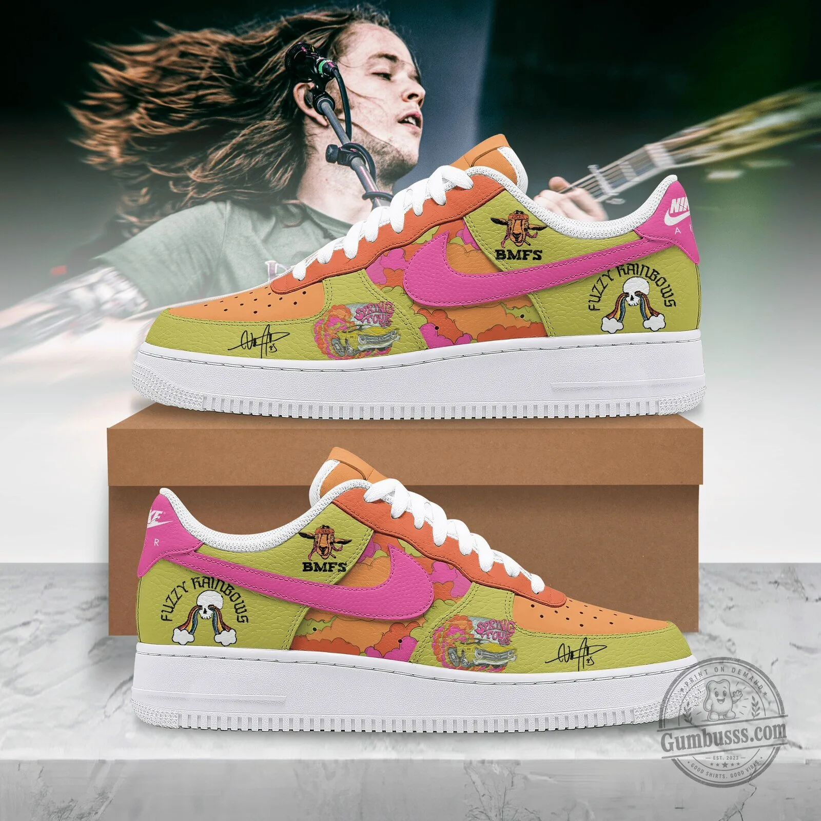 Billy Strings Fuzzy Rainbows Custom Design Sneakers 1 Billy Strings Fuzzy Rainbows Custom Design Sneakers