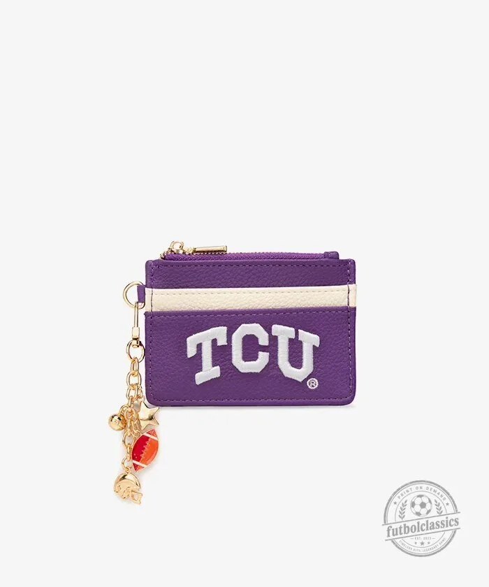 Texas Christian University Horned Frogs Football Charm Card Holder Wallet