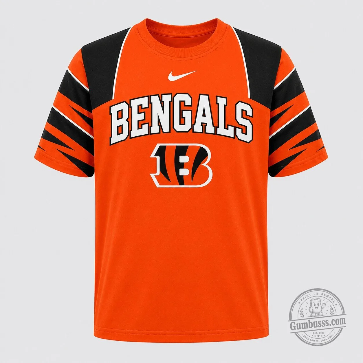 Cincinnati Bengals Football Team Orange and Black Graphic Print T-Shirt 1 Cincinnati Bengals Football Team Orange and Black Graphic Print T-Shirt