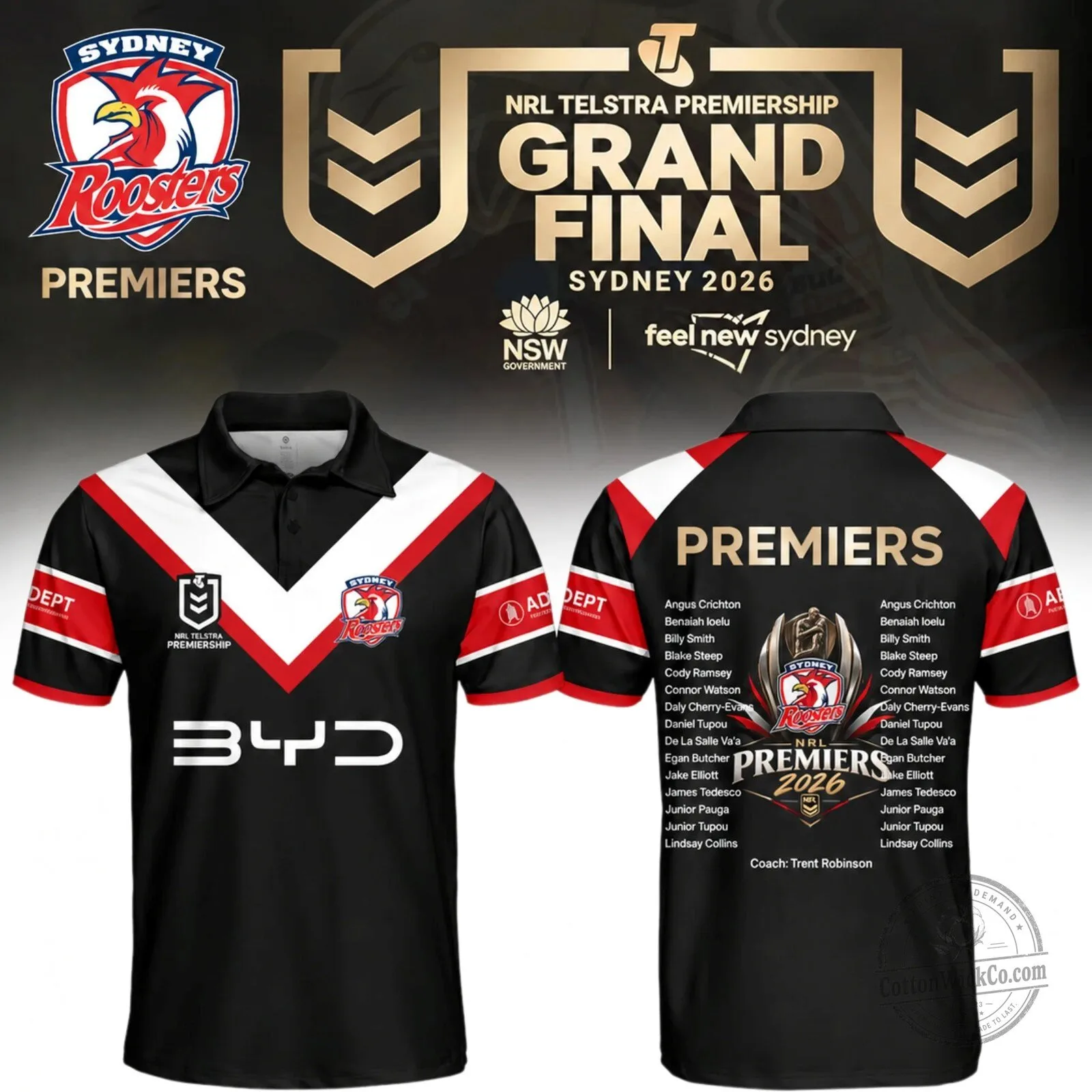 Sydney Roosters National Rugby League Telstra Premiership Grand Final 2026 Polo Shirt