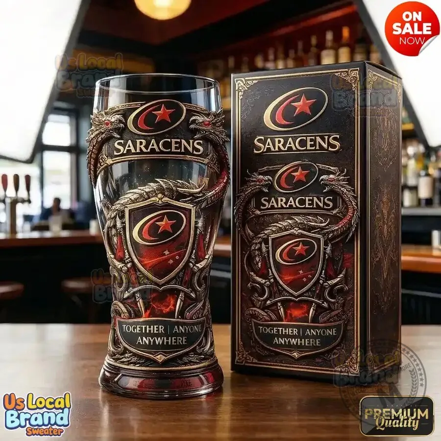 Saracens Rugby Club Dragon Crest Pint Beer Glass