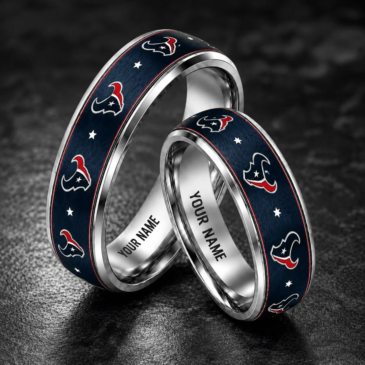 Houston Texans Personalized Silver Tungsten Steel Ring for Football Fans 1 Houston Texans Personalized Silver Tungsten Steel Ring for Football Fans