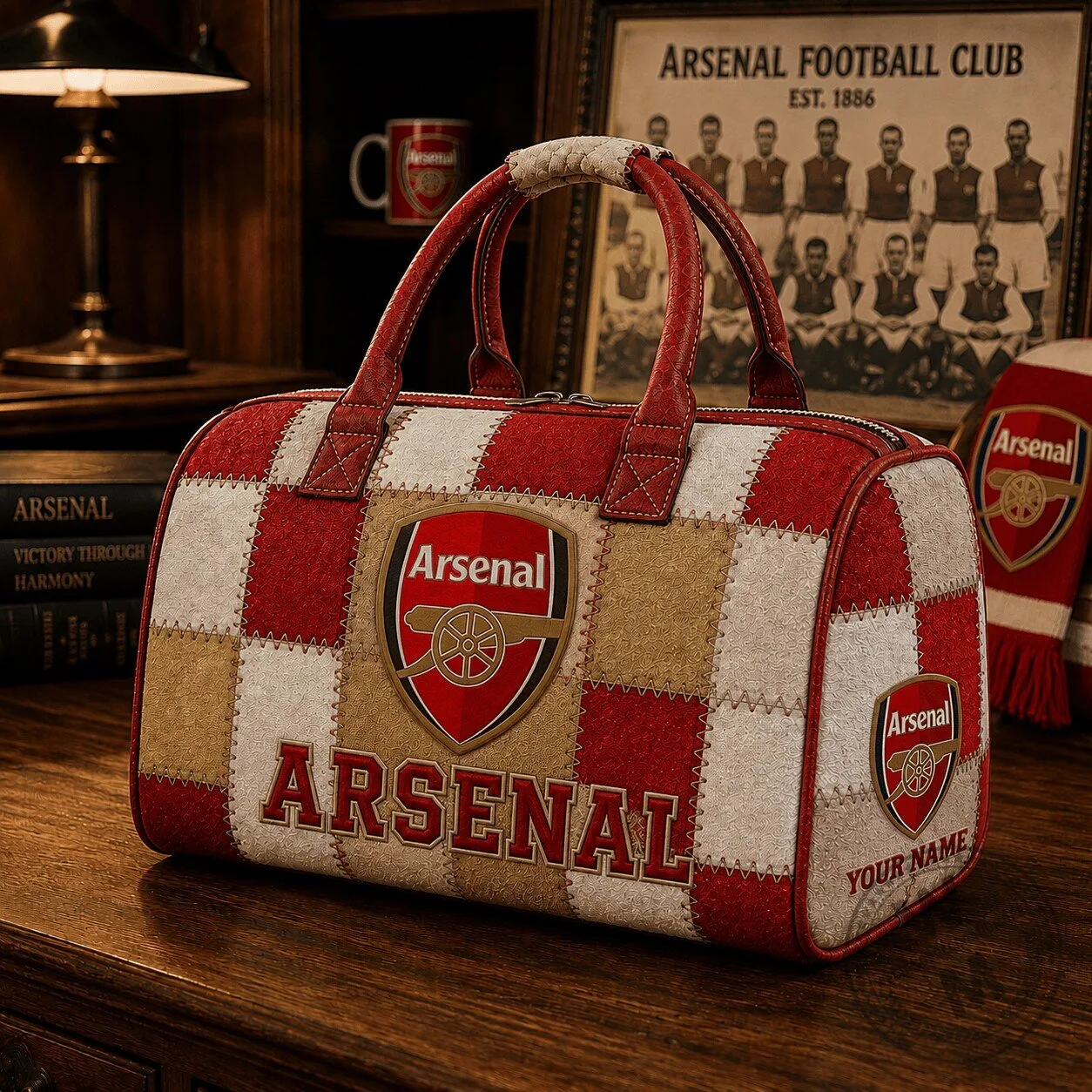 Arsenal Football Club Quilted Duffel Bag Custom Name for Fan