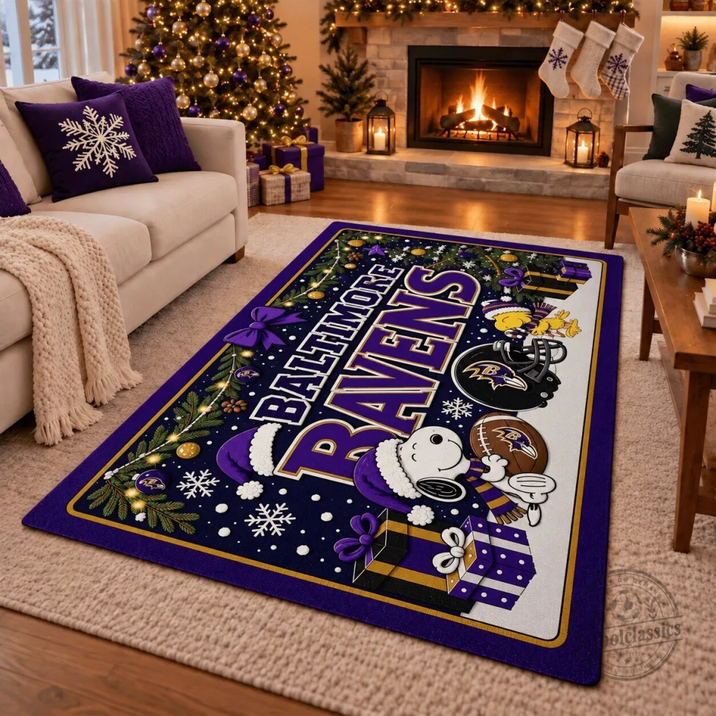 Baltimore Ravens Snoopy Christmas Holiday Area Rug Baltimore Ravens Snoopy Christmas Holiday Area Rug