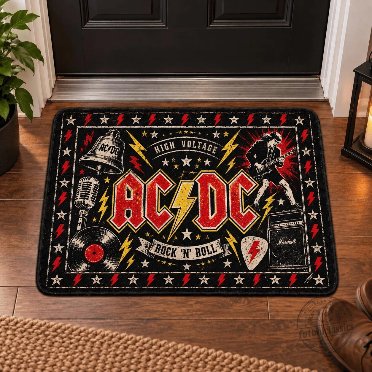 AC/DC High Voltage Rock and Roll Music Band Fan Doormat
