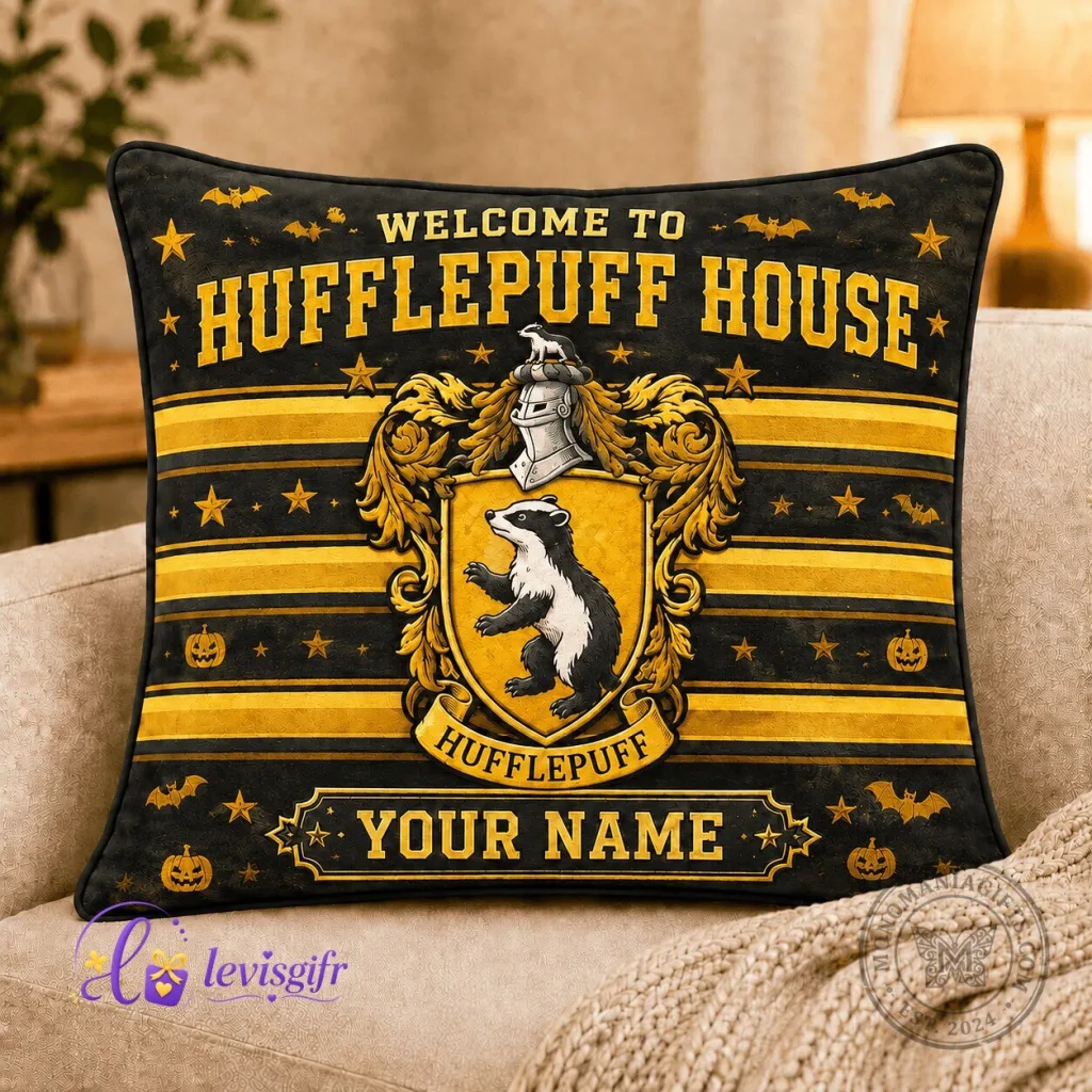 Hufflepuff House Halloween Personalized Vintage Pillow Case Hufflepuff House Halloween Personalized Vintage Pillow Case