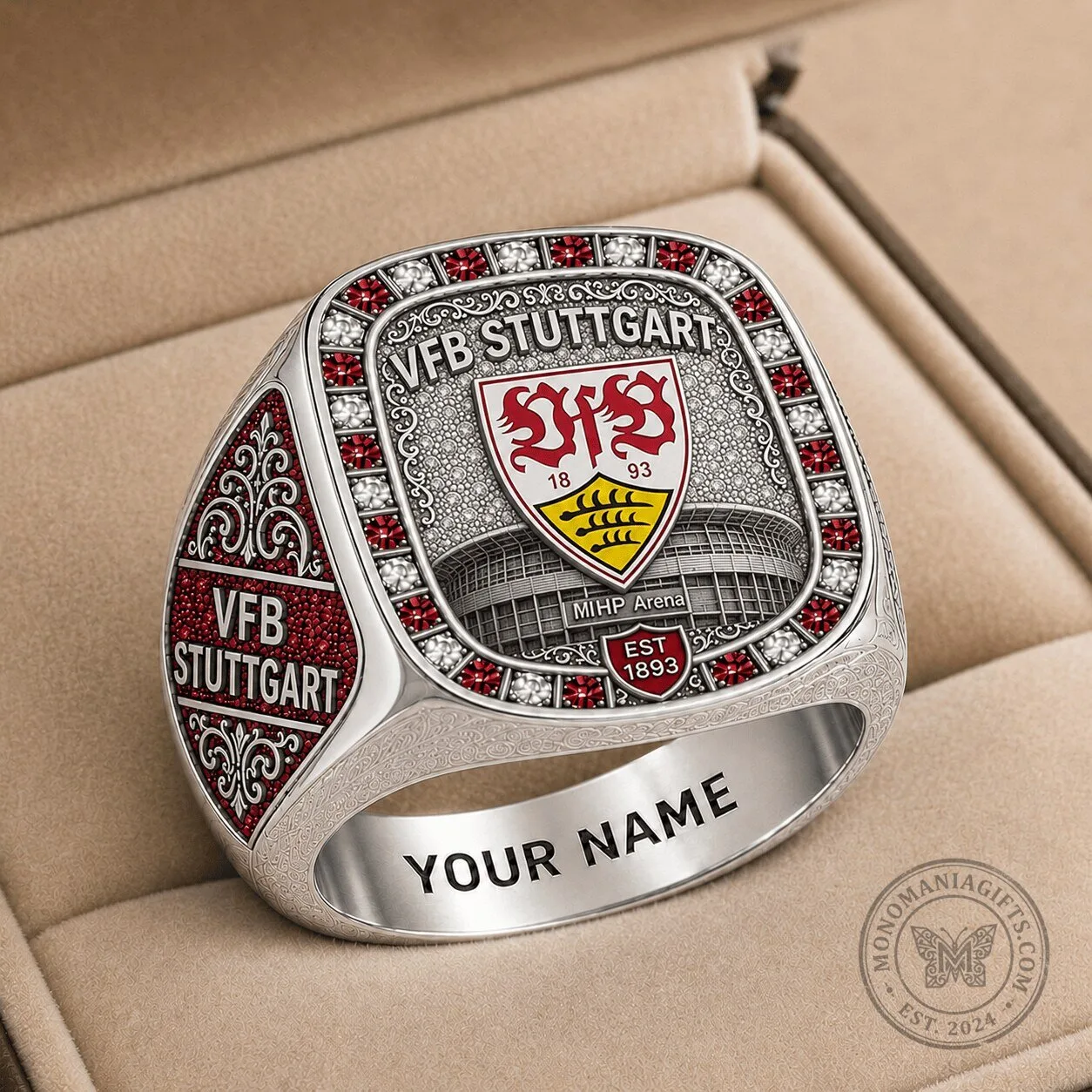 Custom Engraved Men's Ring for VfB Stuttgart Bundesliga Football Club