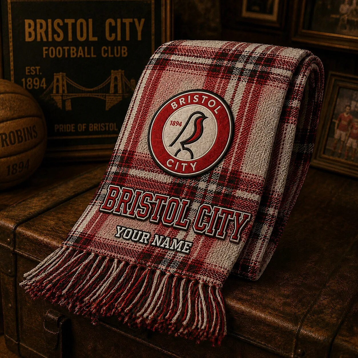 Bristol City Football Club Personalized Plaid Fan Scarf 1 Bristol City Football Club Personalized Plaid Fan Scarf