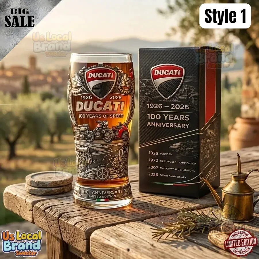 Ducati 100th Anniversary 1926-2026 Limited Edition Motorcycle Drinking Glass 2 Ducati 100th Anniversary 1926-2026 Limited Edition Motorcycle Drinking Glass