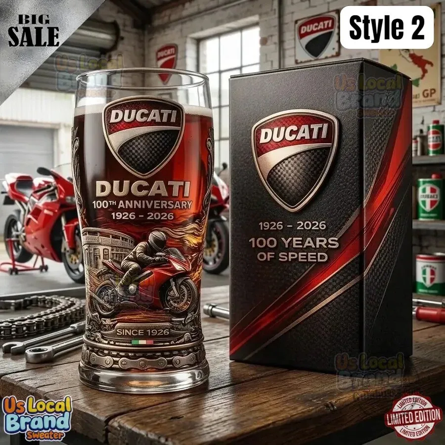 Ducati 100th Anniversary 1926-2026 Limited Edition Motorcycle Drinking Glass 3 Ducati 100th Anniversary 1926-2026 Limited Edition Motorcycle Drinking Glass
