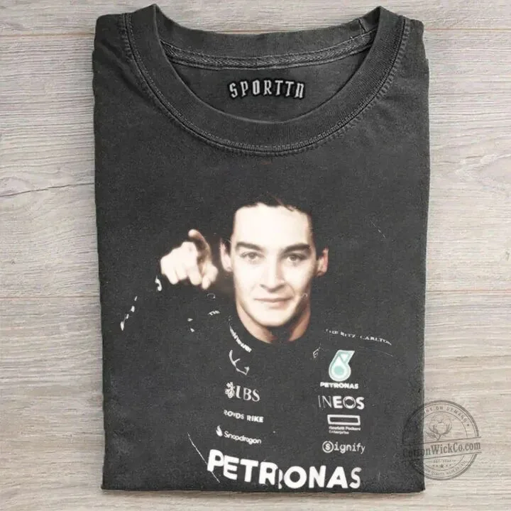 Graphic Tee Featuring George Russell, Formula 1 Racing Driver