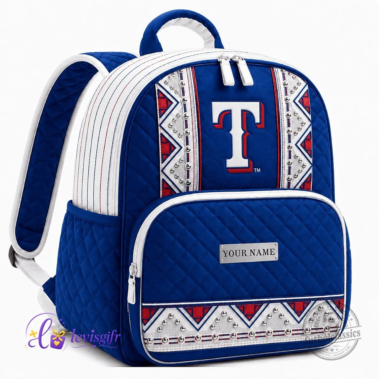 Texas Rangers MLB Baseball Team Quilted Backpack Personalized Gift
