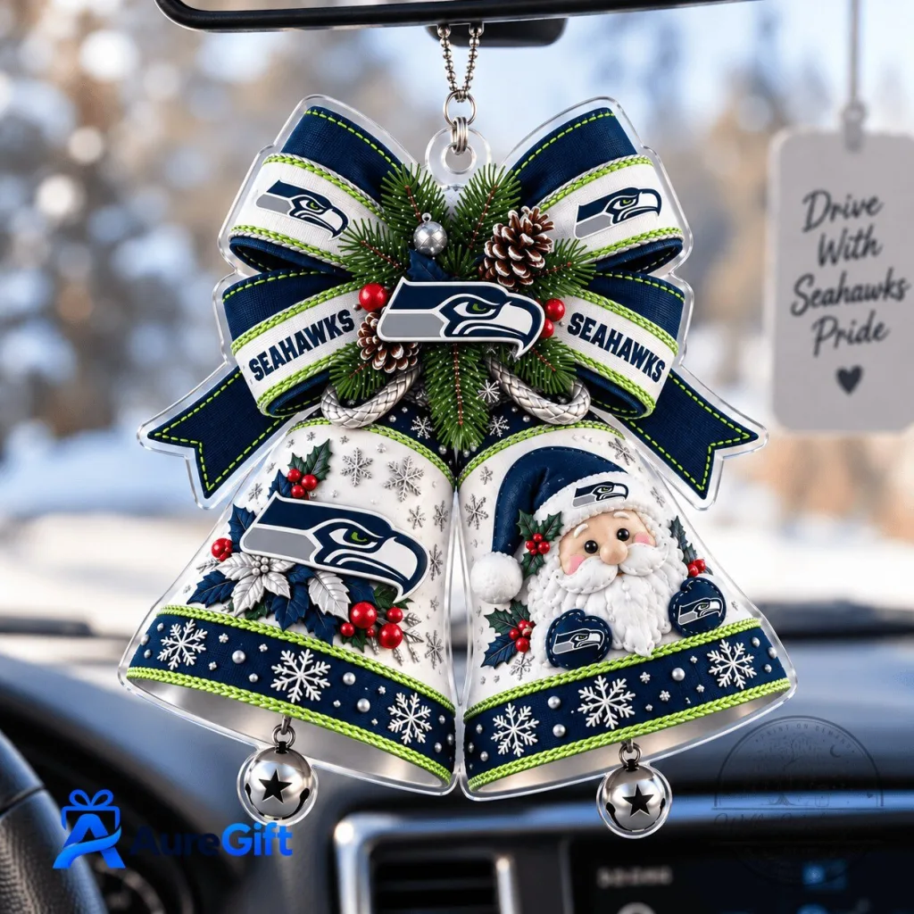 Seattle Seahawks Christmas Bells Acrylic Car Ornament Seattle Seahawks Christmas Bells Acrylic Car Ornament