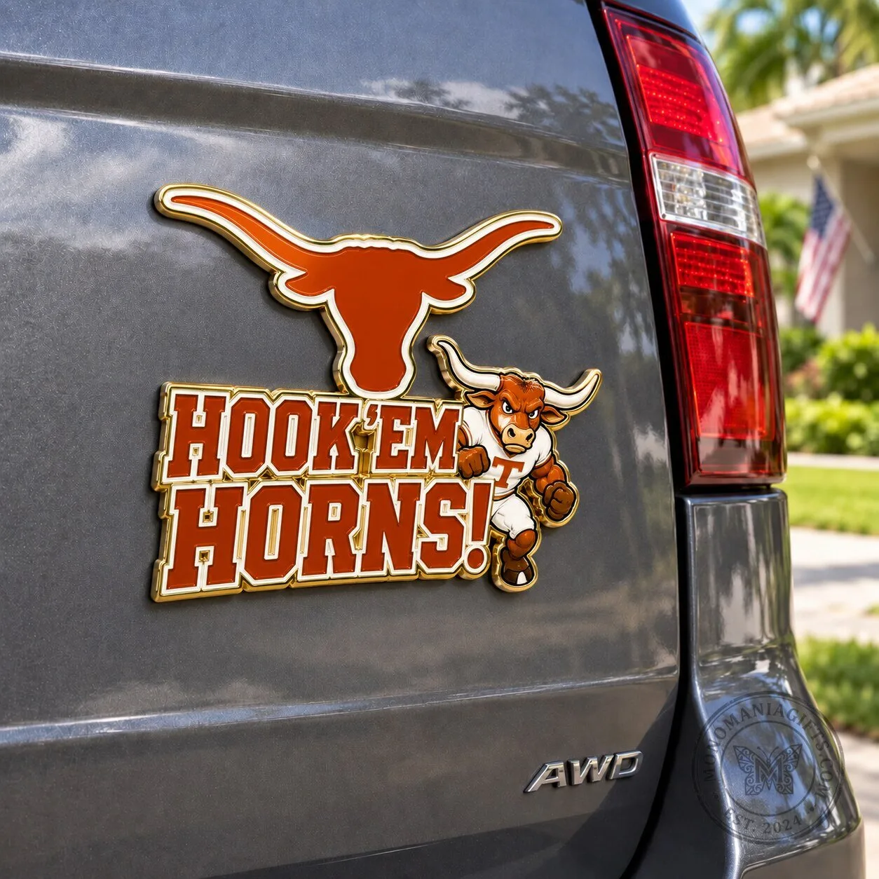 Texas Longhorns Hook 'Em Horns Mascot Car Magnet 1 Texas Longhorns Hook