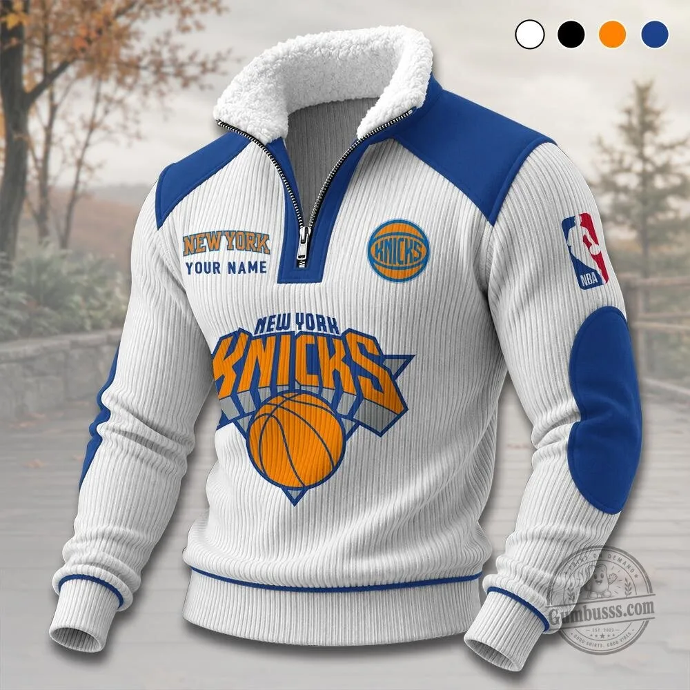 New York Knicks Sherpa Lined Quarter Zip Pullover Sweatshirt 4 New York Knicks Sherpa Lined Quarter Zip Pullover Sweatshirt
