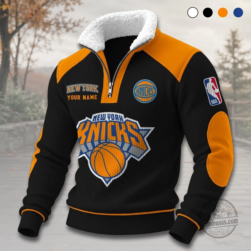 New York Knicks Sherpa Lined Quarter Zip Pullover Sweatshirt 5 New York Knicks Sherpa Lined Quarter Zip Pullover Sweatshirt
