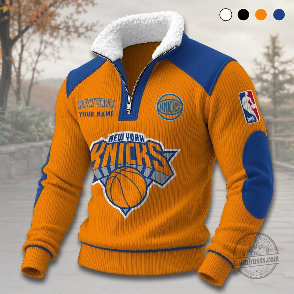 New York Knicks Sherpa Lined Quarter Zip Pullover Sweatshirt 6 New York Knicks Sherpa Lined Quarter Zip Pullover Sweatshirt