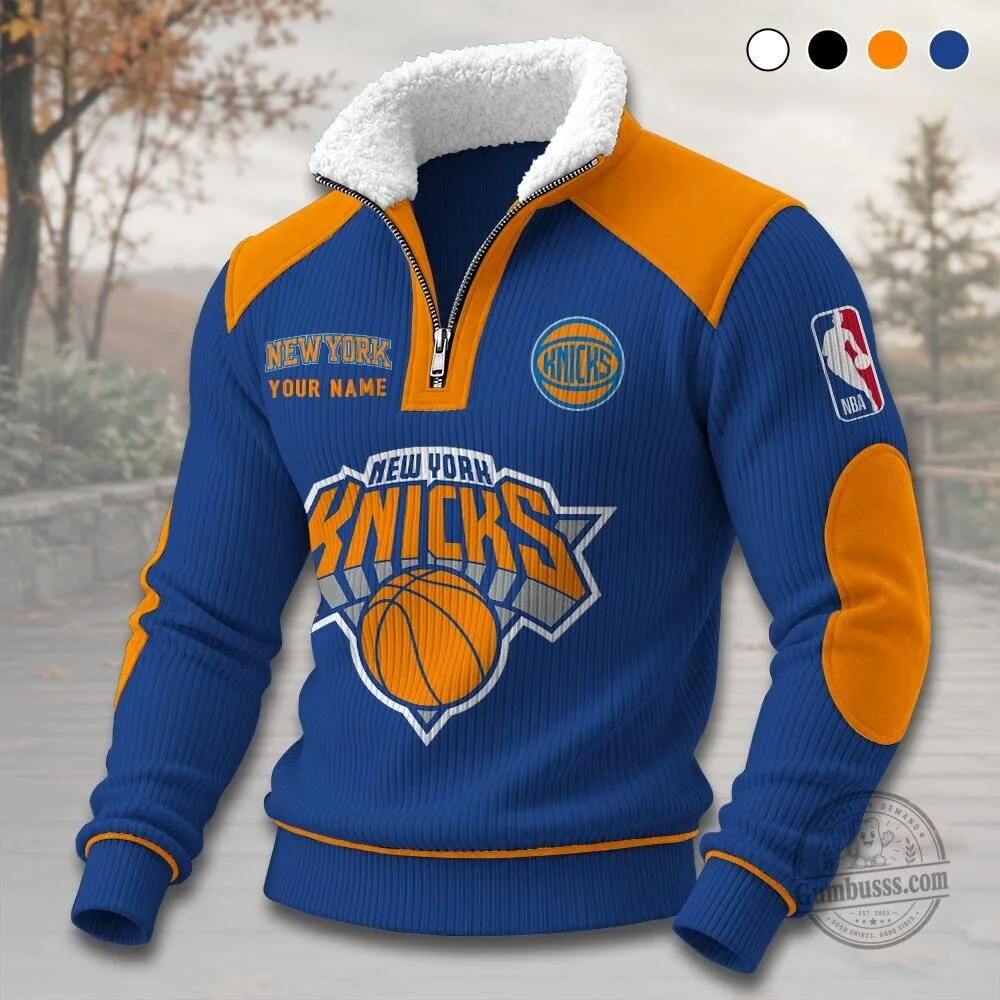 New York Knicks Sherpa Lined Quarter Zip Pullover Sweatshirt 7 New York Knicks Sherpa Lined Quarter Zip Pullover Sweatshirt