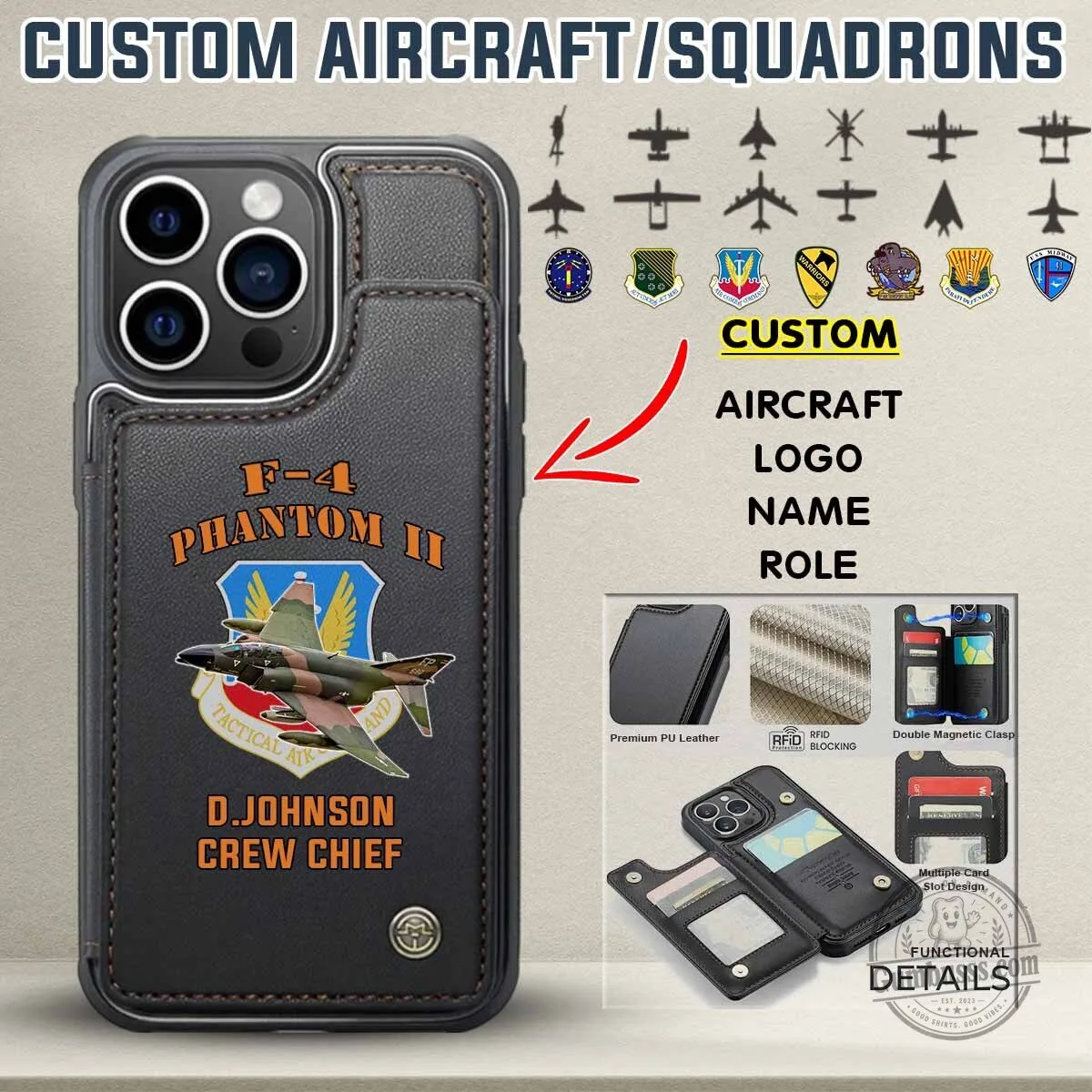 F-4 Phantom II Tactical Attack Squadron Custom Phone Case Wallet 9 F-4 Phantom II Tactical Attack Squadron Custom Phone Case Wallet
