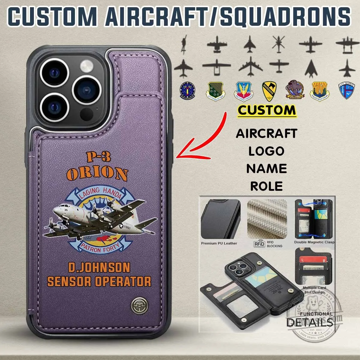 F-4 Phantom II Tactical Attack Squadron Custom Phone Case Wallet 13 F-4 Phantom II Tactical Attack Squadron Custom Phone Case Wallet