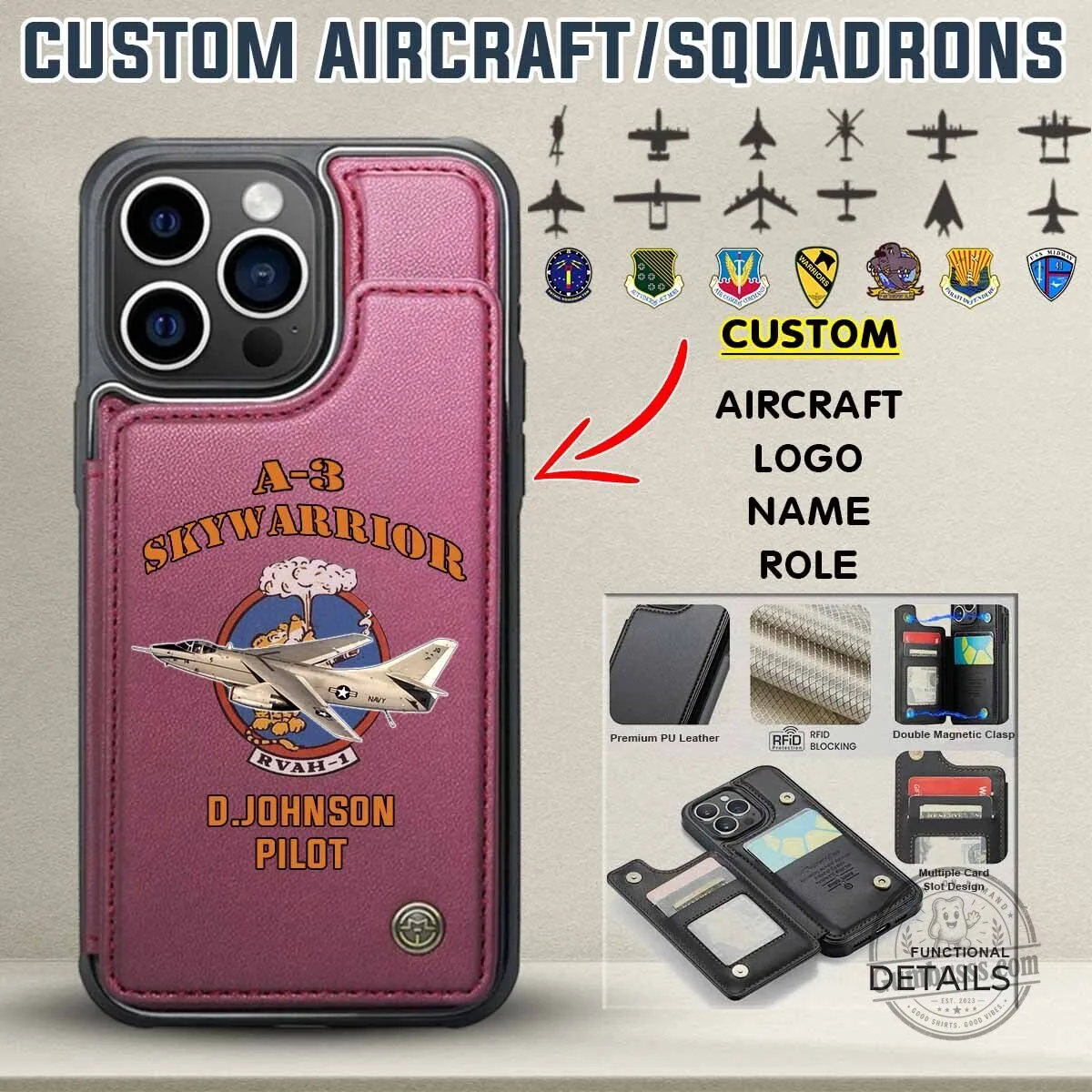 F-4 Phantom II Tactical Attack Squadron Custom Phone Case Wallet 14 F-4 Phantom II Tactical Attack Squadron Custom Phone Case Wallet