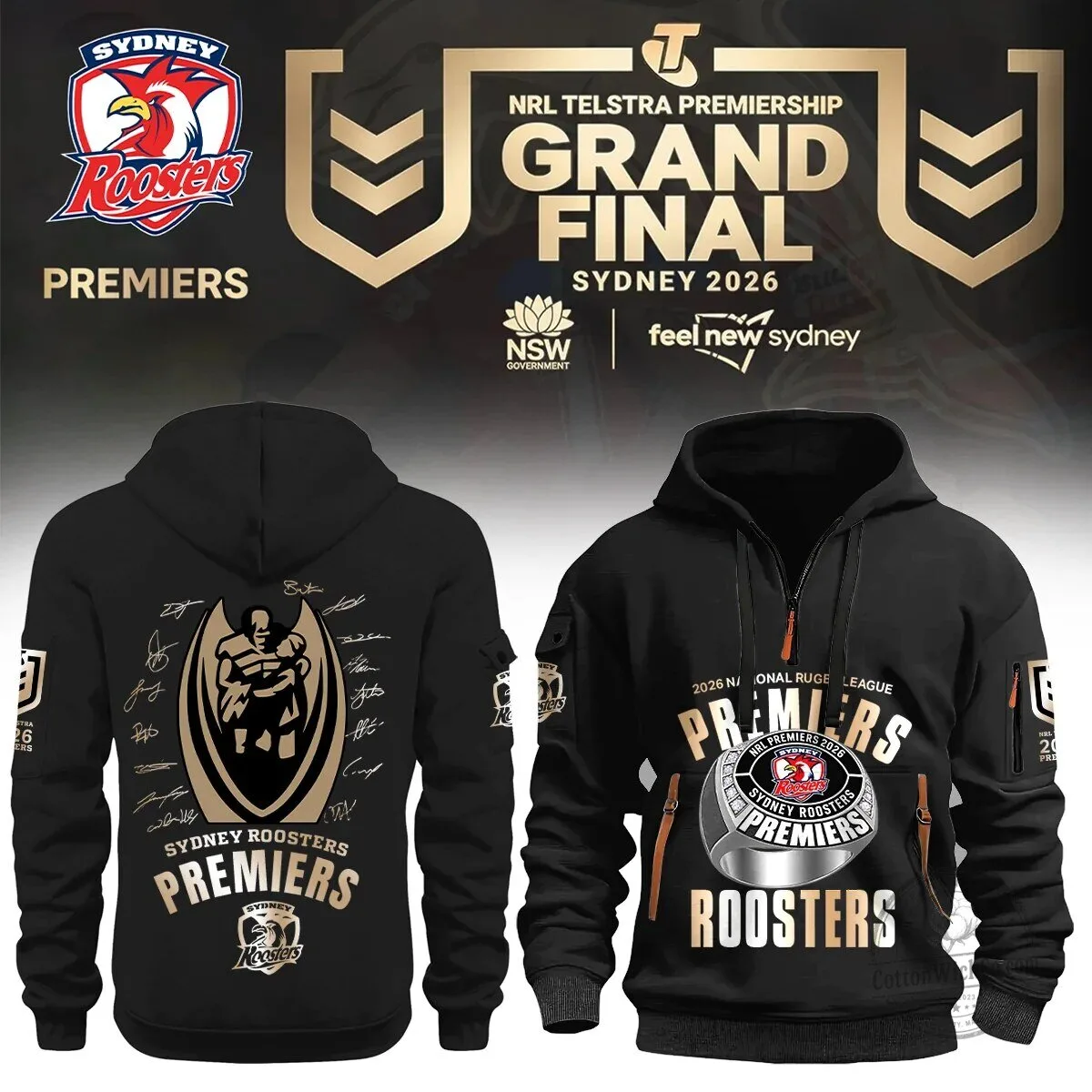 2026 Grand Final Hoodie for Sydney Roosters - National Rugby League Premiers Edition