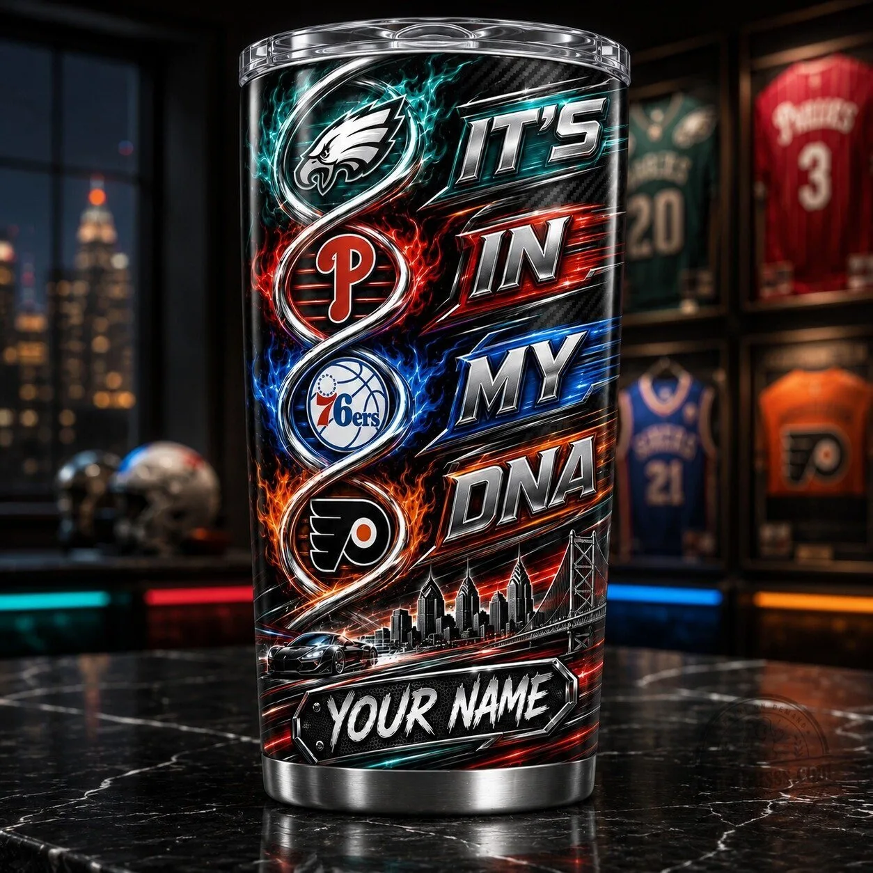 Philadelphia Sports Teams It's In My DNA Personalized Stainless Steel Tumbler