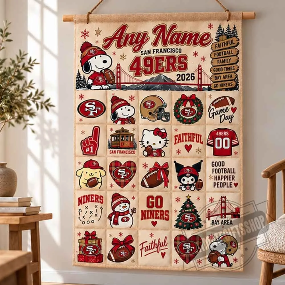San Francisco 49ers Christmas Snoopy Hello Kitty Santori Friends Custom Wall Advent Calendar 4 San Francisco 49ers Christmas Snoopy Hello Kitty Santori Friends Custom Wall Advent Calendar
