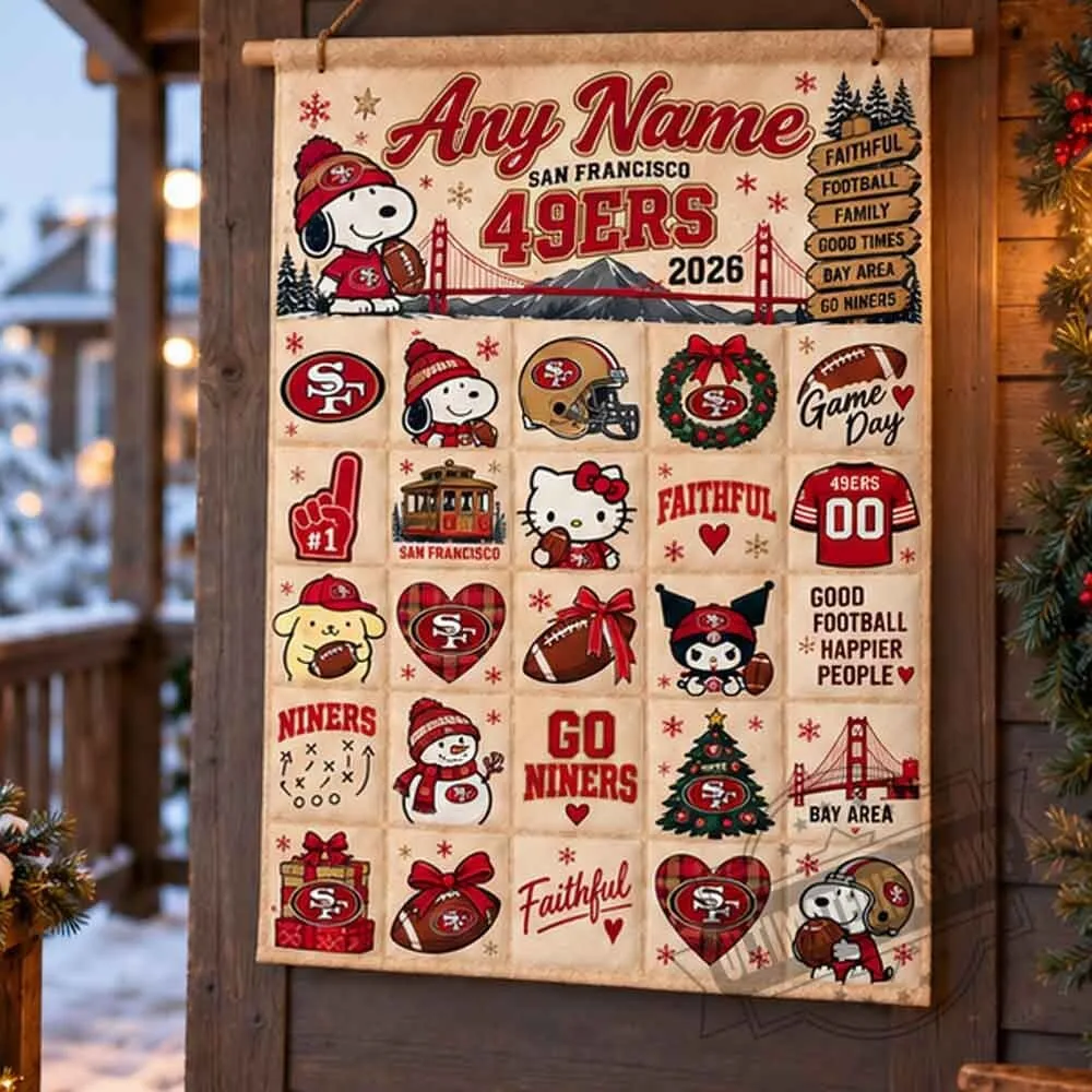 San Francisco 49ers Christmas Snoopy Hello Kitty Santori Friends Custom Wall Advent Calendar 5 San Francisco 49ers Christmas Snoopy Hello Kitty Santori Friends Custom Wall Advent Calendar