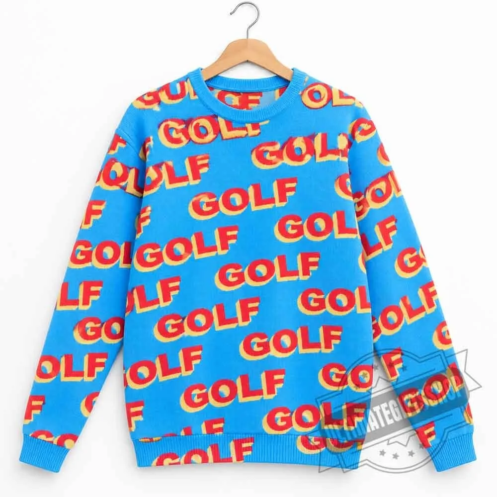 Golf Logo Knit Sweater Graphic Print 5 Golf Logo Knit Sweater Graphic Print