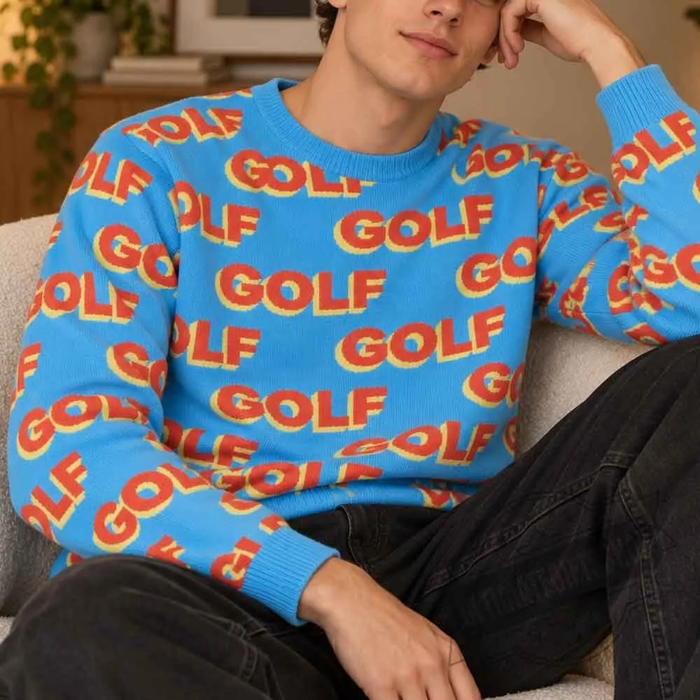 Golf Logo Knit Sweater Graphic Print 6 Golf Logo Knit Sweater Graphic Print