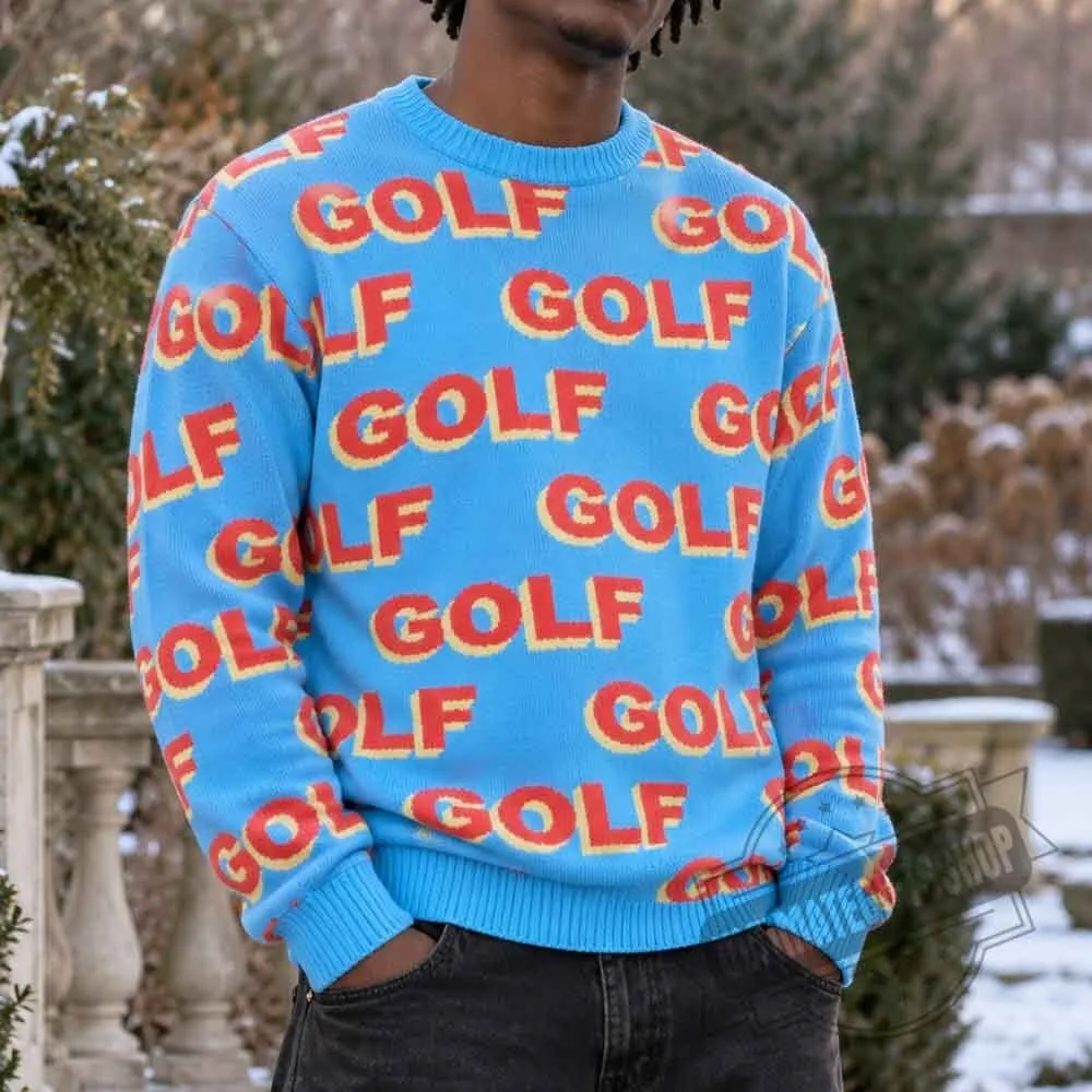 Golf Logo Knit Sweater Graphic Print 7 Golf Logo Knit Sweater Graphic Print