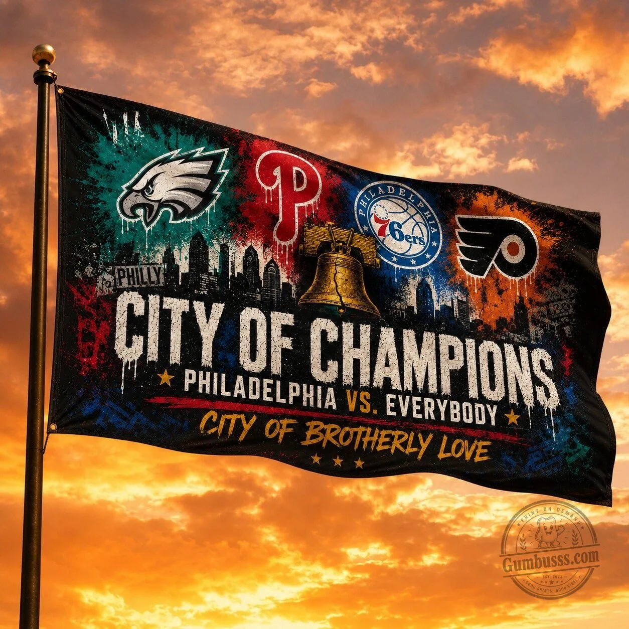 Philadelphia City of Champions Sports Teams Fan Flag 10 Philadelphia City of Champions Sports Teams Fan Flag