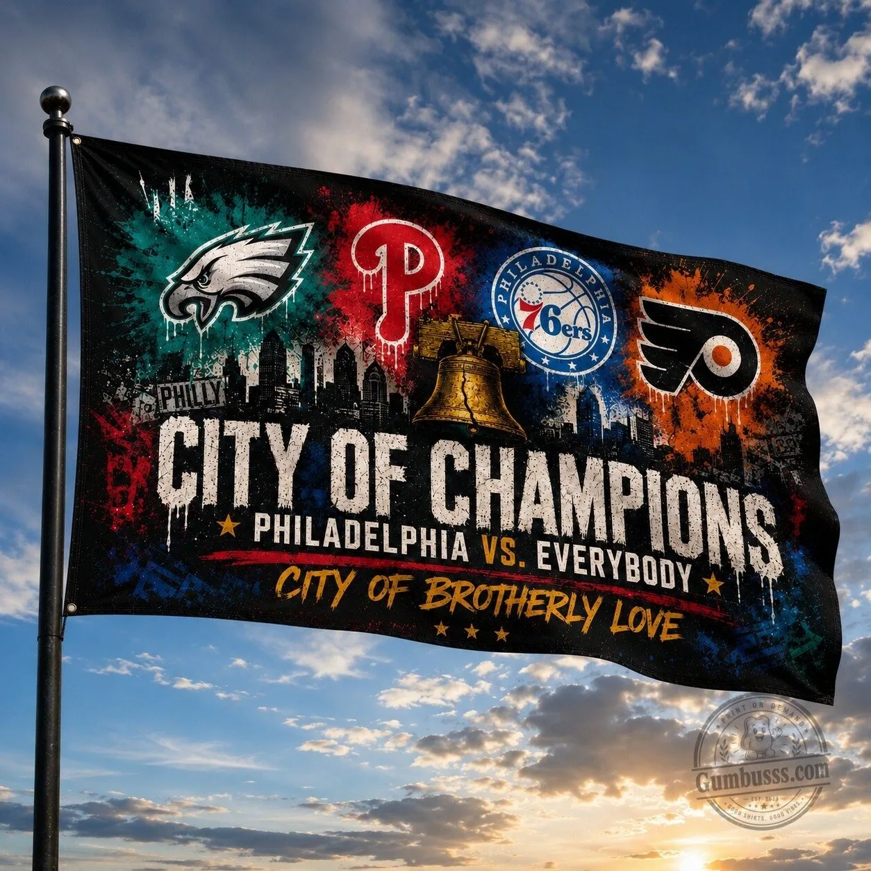 Philadelphia City of Champions Sports Teams Fan Flag 12 Philadelphia City of Champions Sports Teams Fan Flag