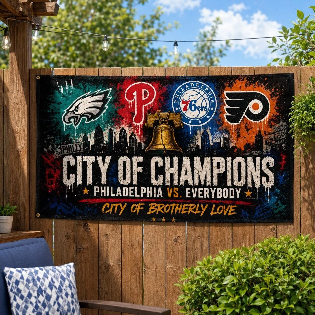 Philadelphia City of Champions Sports Teams Fan Flag 13 Philadelphia City of Champions Sports Teams Fan Flag
