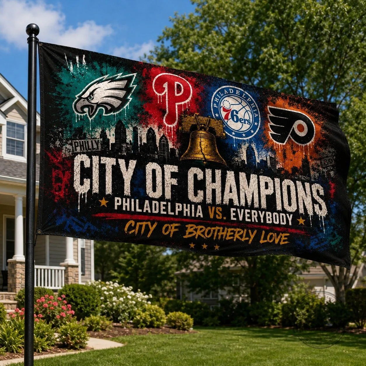 Philadelphia City of Champions Sports Teams Fan Flag 14 Philadelphia City of Champions Sports Teams Fan Flag