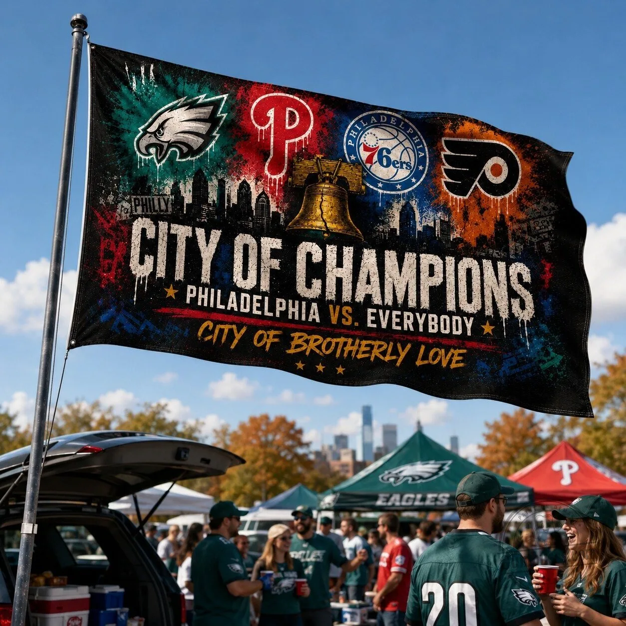 Philadelphia City of Champions Sports Teams Fan Flag 15 Philadelphia City of Champions Sports Teams Fan Flag
