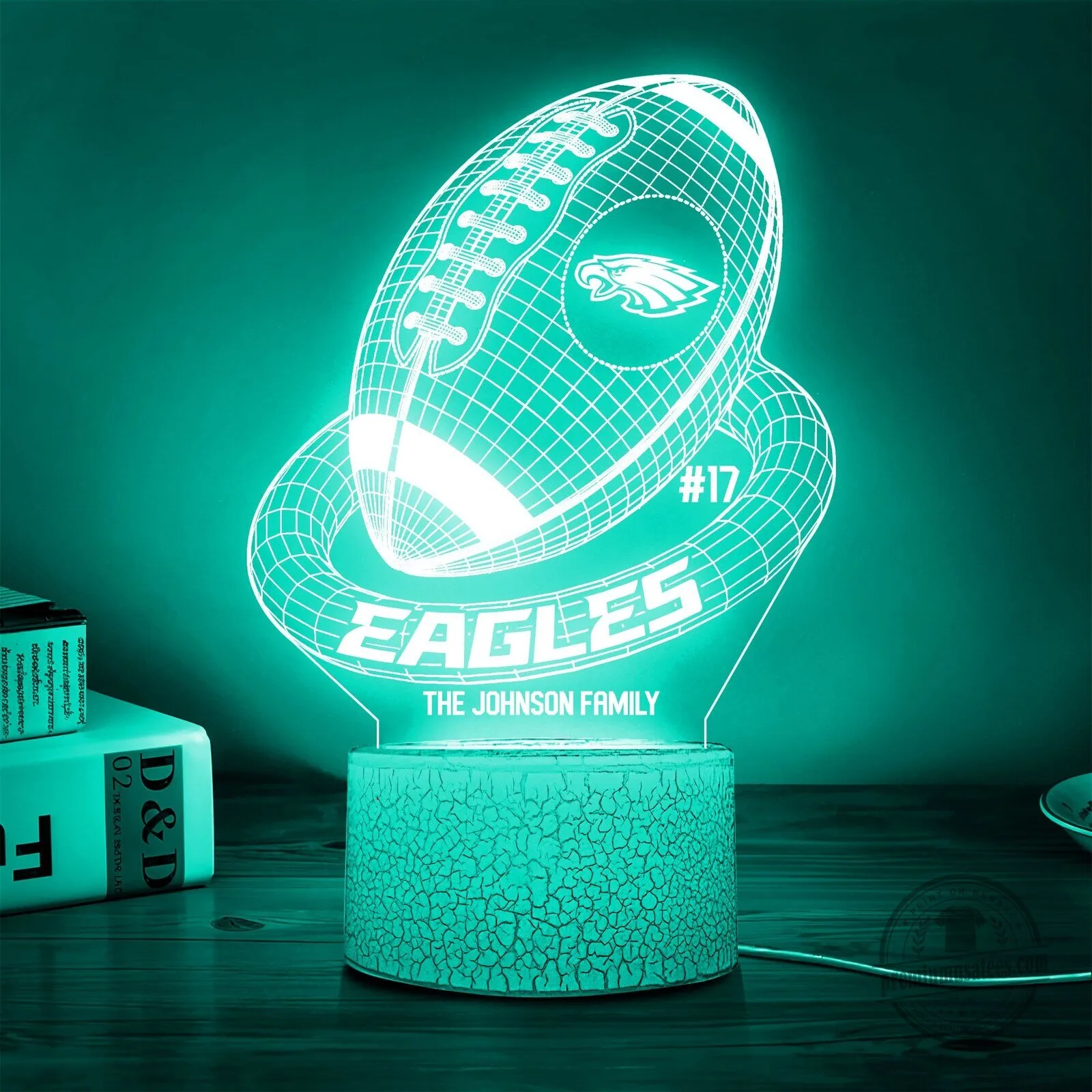 Philadelphia Eagles Football Team Custom Name And Number LED Lamp