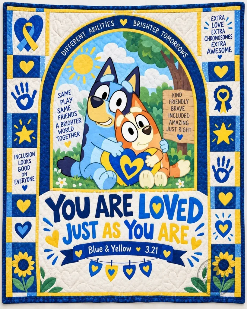 Bluey Down Syndrome Awareness You Are Loved Just As You Are Quilt 1 Bluey Down Syndrome Awareness You Are Loved Just As You Are Quilt