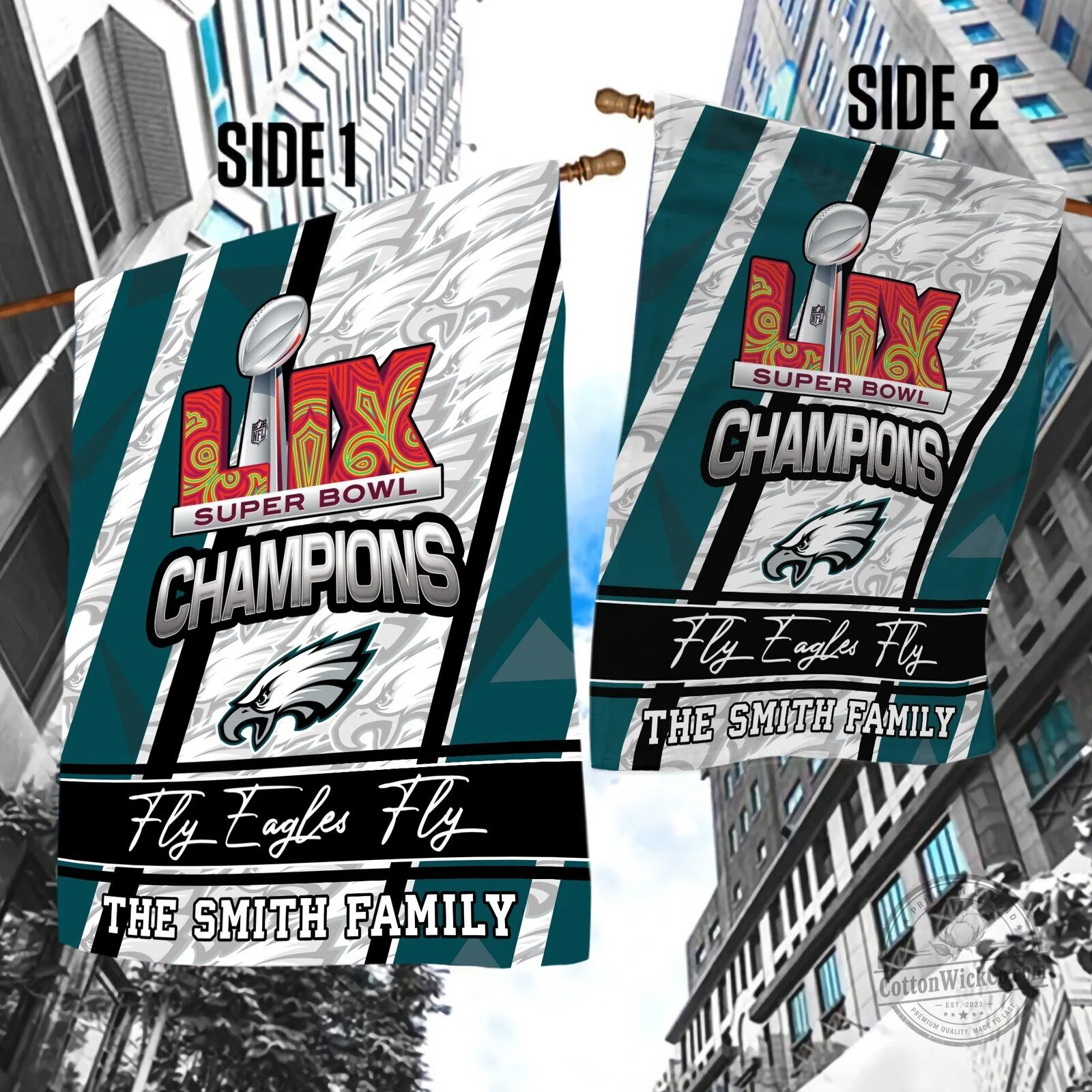 Philadelphia Eagles Super Bowl LIX Champions Garden Flag 13 Philadelphia Eagles Super Bowl LIX Champions Garden Flag